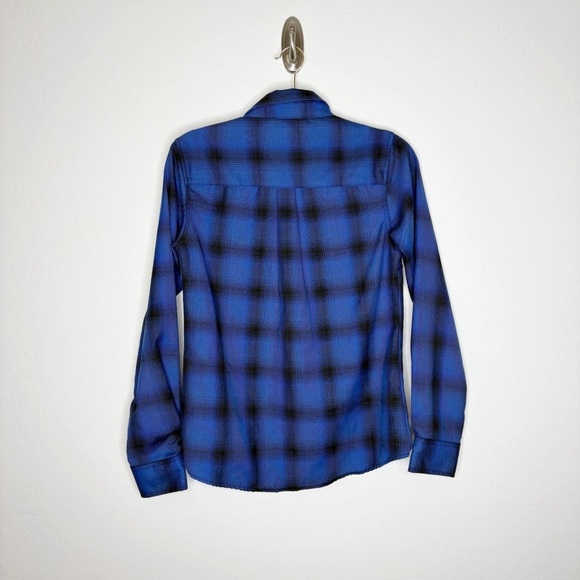 Dixxon Pennywise Flannel Shirt Women’s Medium Blue Black Plaid Pearl Snap Button - Picture 7 of 9